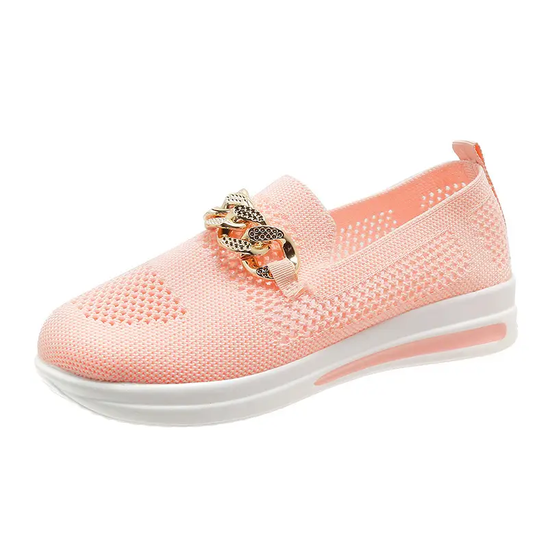 Breathable Hollowed-Out Upper Metal Chain Wedge Casual Shoes 43
