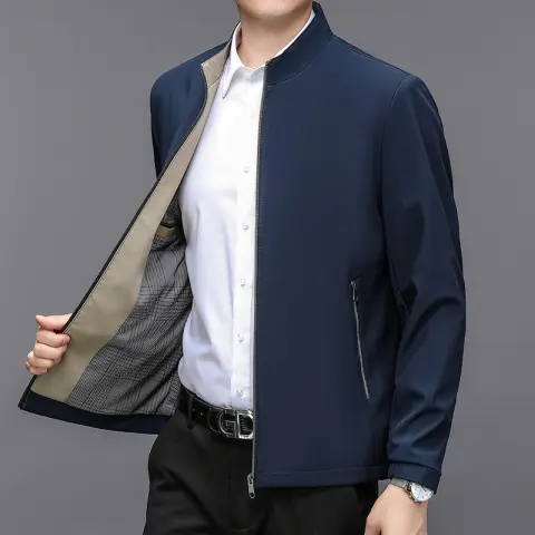 Stand Collar Middle-aged Men Casual Jacket