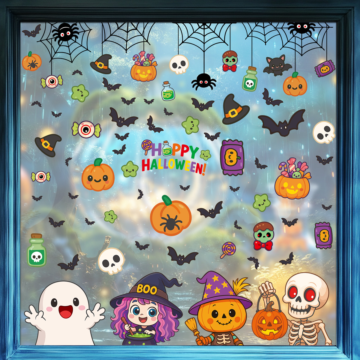 Halloween decorations pumpkin skull glass stickers (5