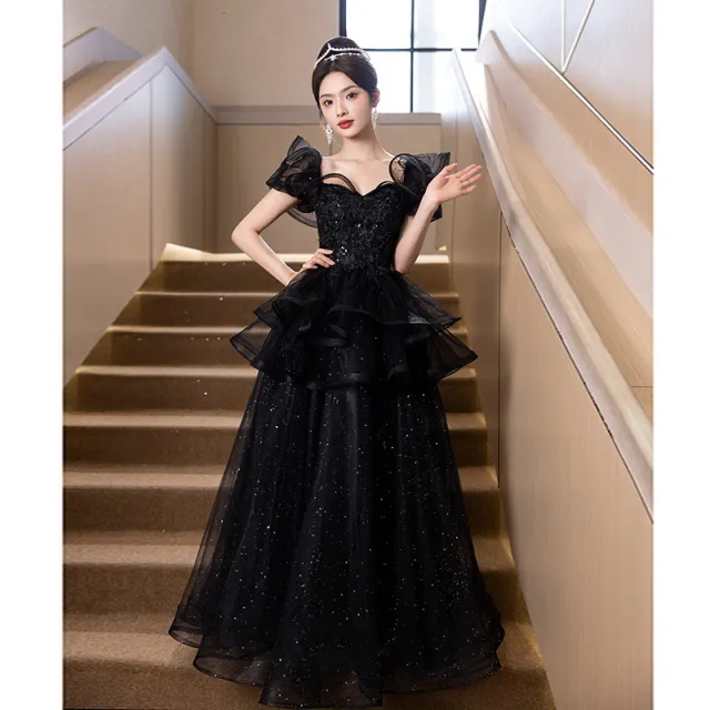 Evening Dress Women's Banquet Ceremony Exam Super Fairy Princess Black - Shop at LoveMi