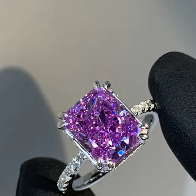 Icy Flower Purple Spodumene Zircon Open Ring White Gold Color - Shop at LoveMi