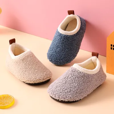 Fleece-lined Children's Non-slip Sole Thickened Autumn And Winter New Cotton Slippers
