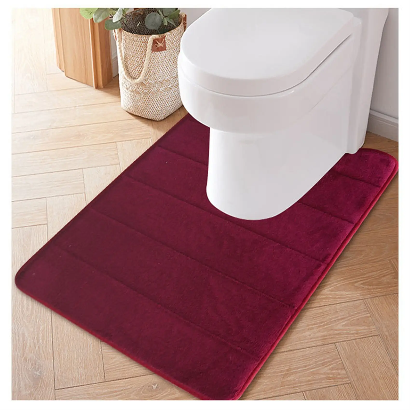 Coral Fleece Elastic U-shaped Memory Foam Toilet Mat