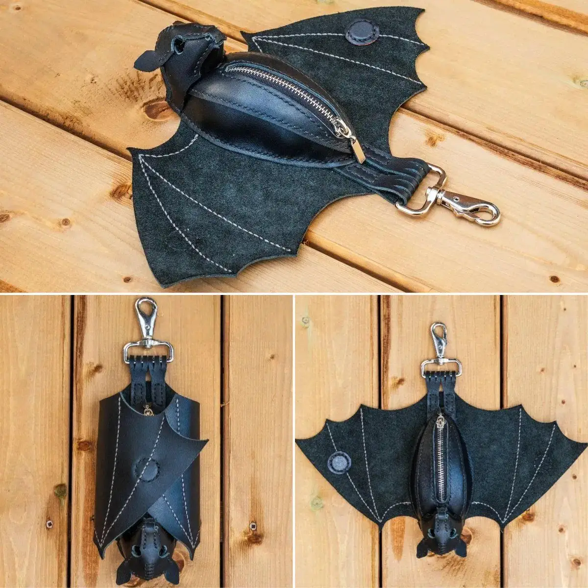 Halloween Leather Bat Coin Purse Handmade