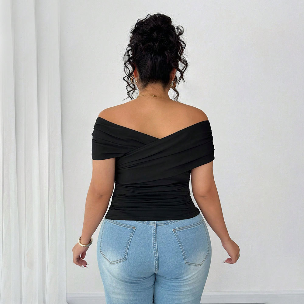 Women's Fashion Intellectual Style Off-shoulder T-shirt Summer Off-shoulder Top