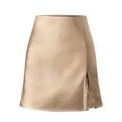 Lace Split High-waist Elastic Skirt Sexy Figure-hugging - Champagne-Xl - View 1