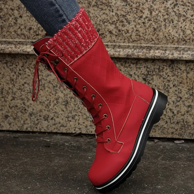 Ladies New Fashion Solid Color Martin Boots Red - Shop at LoveMi