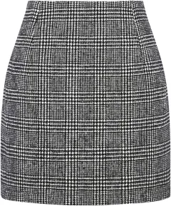 Women's High Waist Plaid Tight Pencil Wool Mini Skirt - Plaid Black - View 1