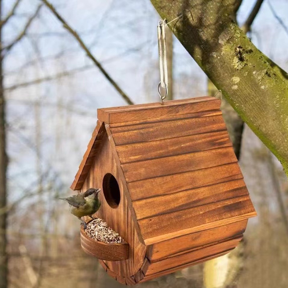 Creative Wooden Birdhouse With Burnt Color product image