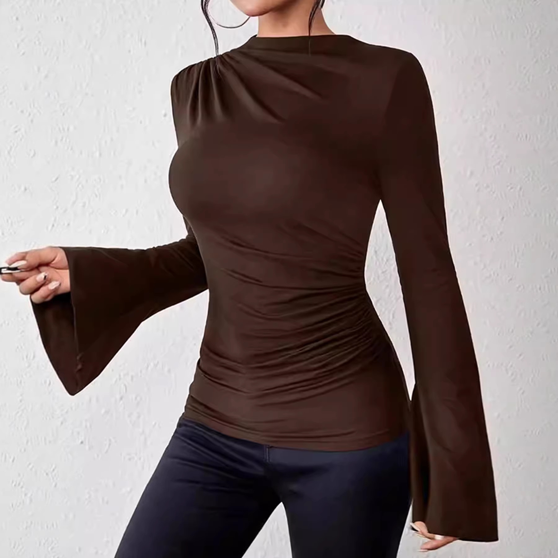 Flared Sleeves And A Mock Necksexy And Figure-hugging