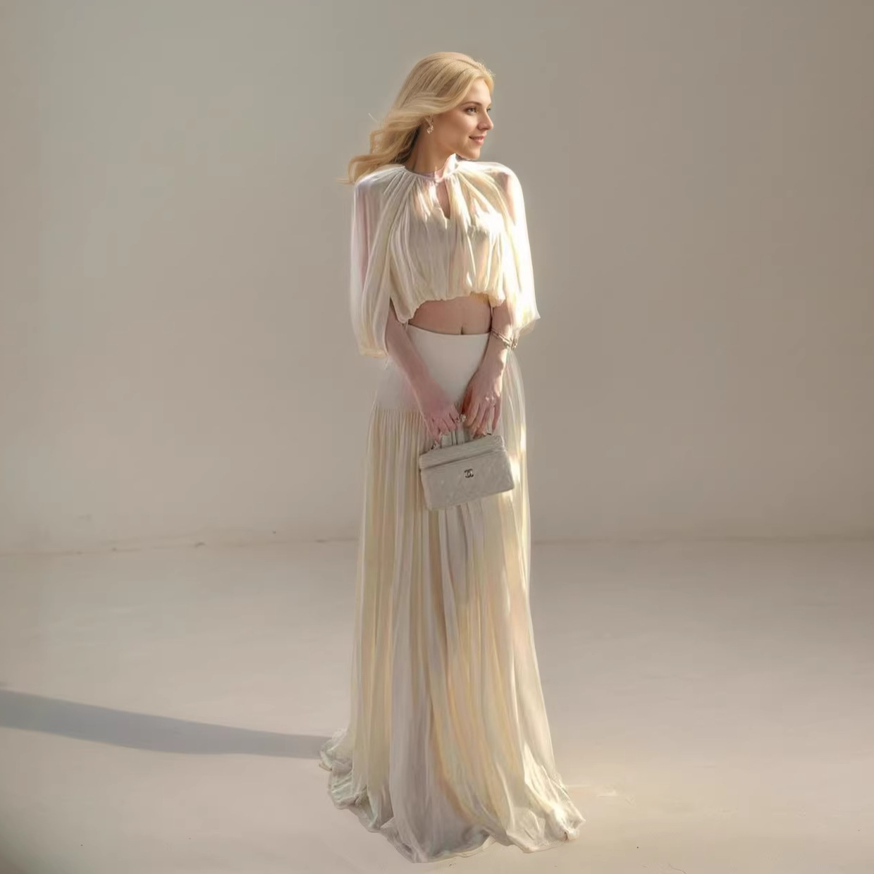 Sleeveless Top And High-waisted Pleated A-line Skirt Two-piece Set
