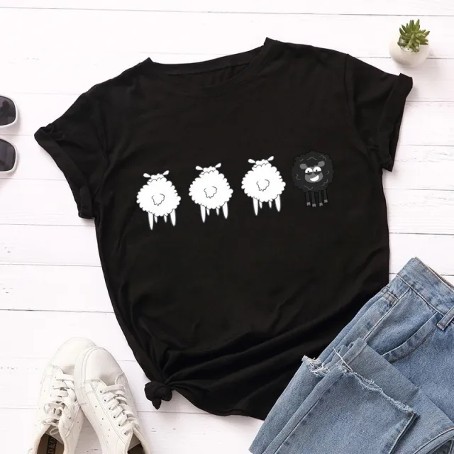 Cute Printed Short sleeved T shirt Black - Shop at LoveMi