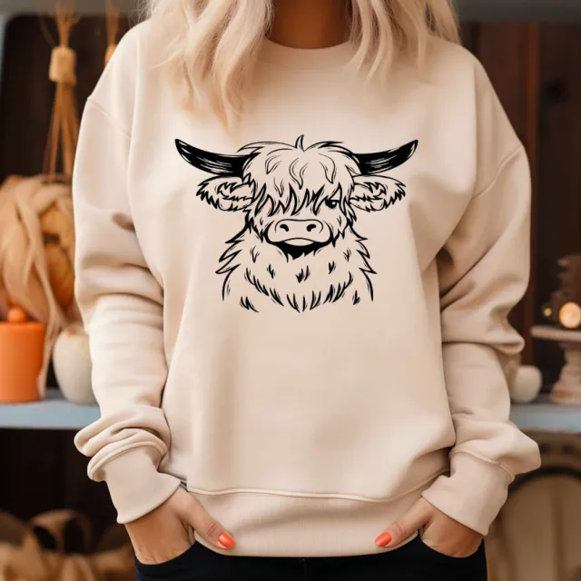 Autumn And Winter European And American Heifer Printed Crew Neck Sweatshirt Apricot - Shop at LoveMi