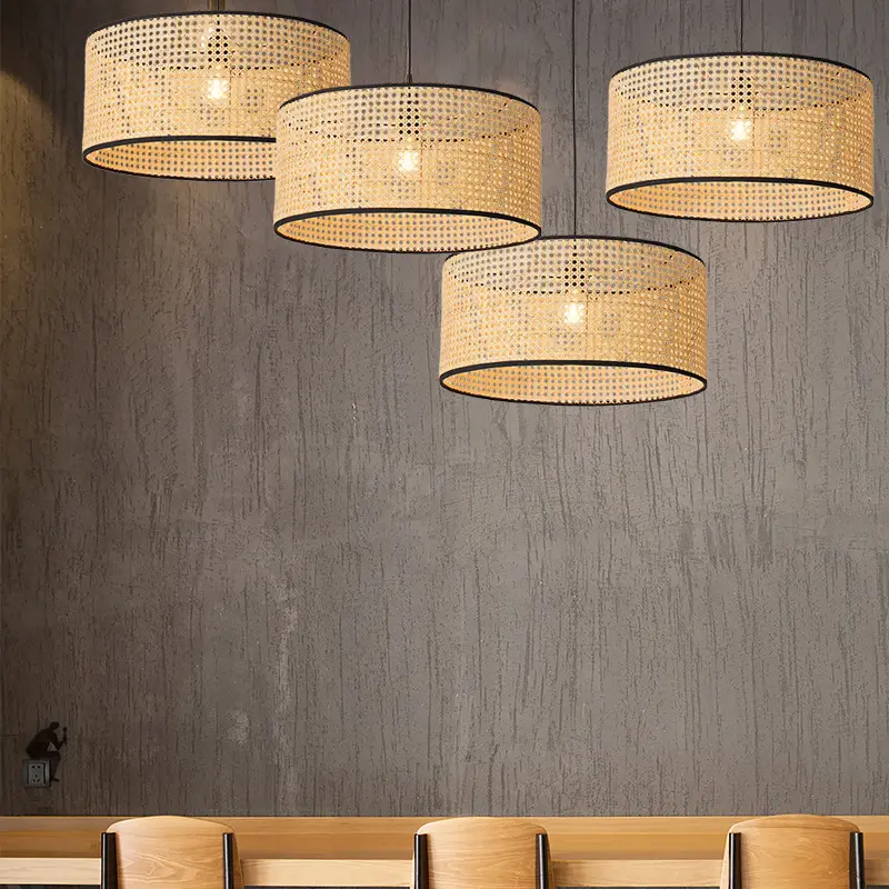 Japanese Rattan Ceiling Lamp Nordic Bedroom Dining