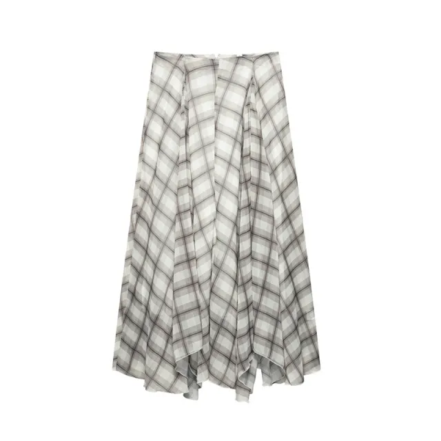 Spring And Summer European And American Style Snake Print Wide Hem Midi Skirt Brown Plaid - Shop at LoveMi