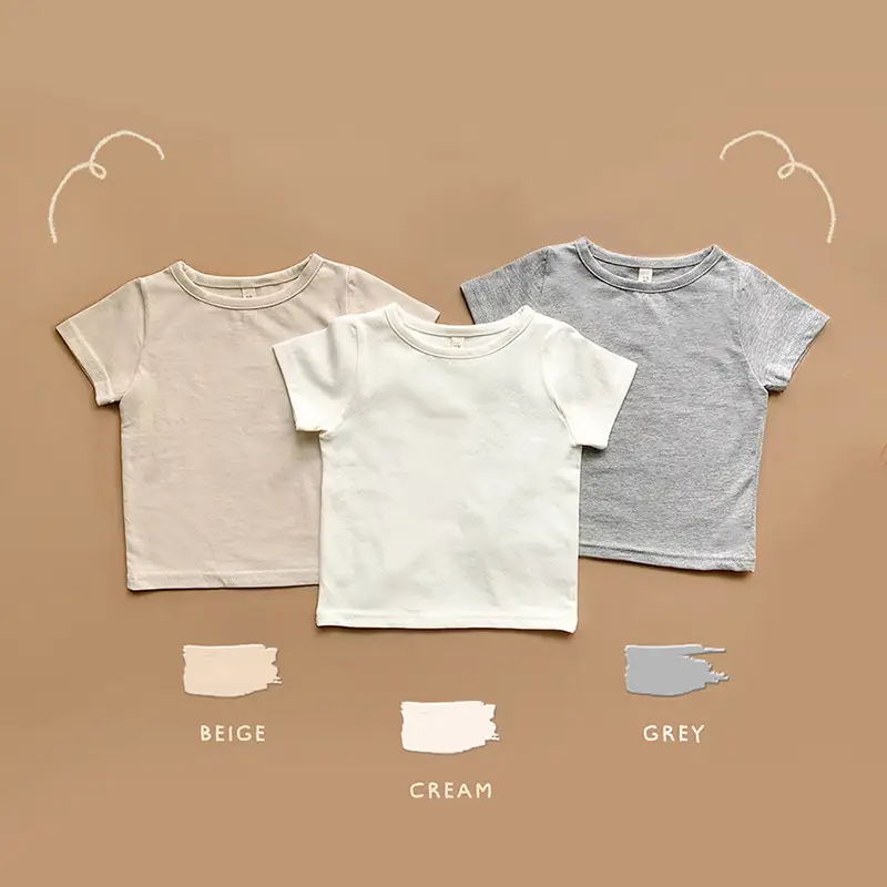 Thin Cute Children's Solid Color Toddler Round Neck Short Sleeve