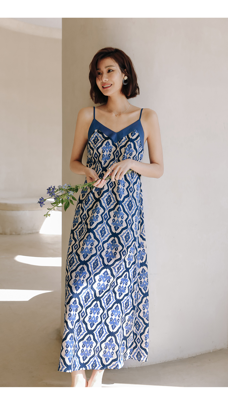 Printed Suspender Seaside Holiday Beach Dress