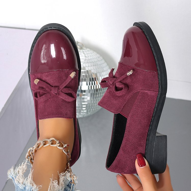 Women's Bowknot Chunky Heel One Pedal Loafer