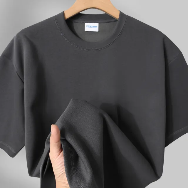 Fashion Men's And Women's Couple's Clothes Loose Shoulder Solid Color Base Shirt Dark Rock Ash - Shop at LoveMi