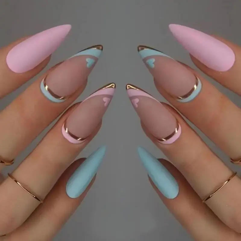 Wear Nail Tip Blue Mandarin Duck French