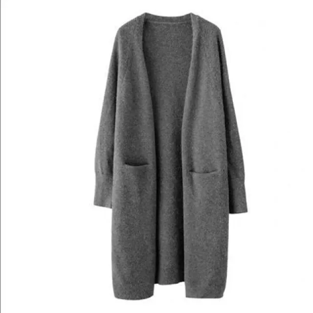 Mid length Over the knee Early Autumn And Winter Idle Style Outerwear Sweater Gray - Shop at LoveMi