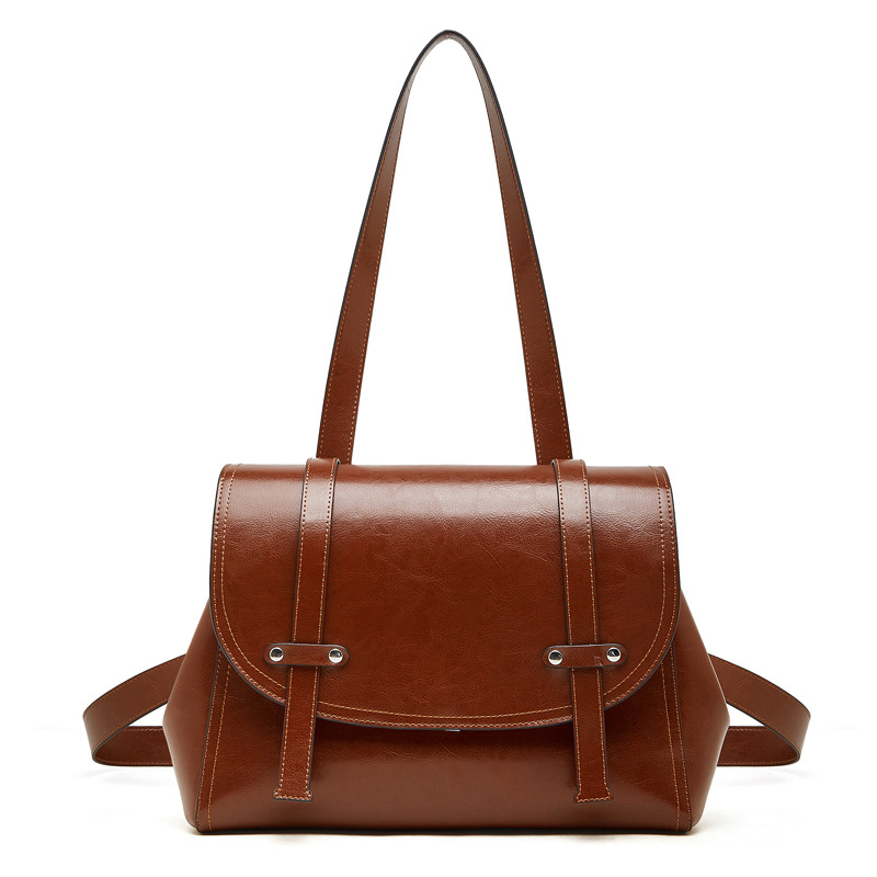 Sac à dos en cuir de vachette pour femme de grande capacité avec finition huile-cire – Image 6