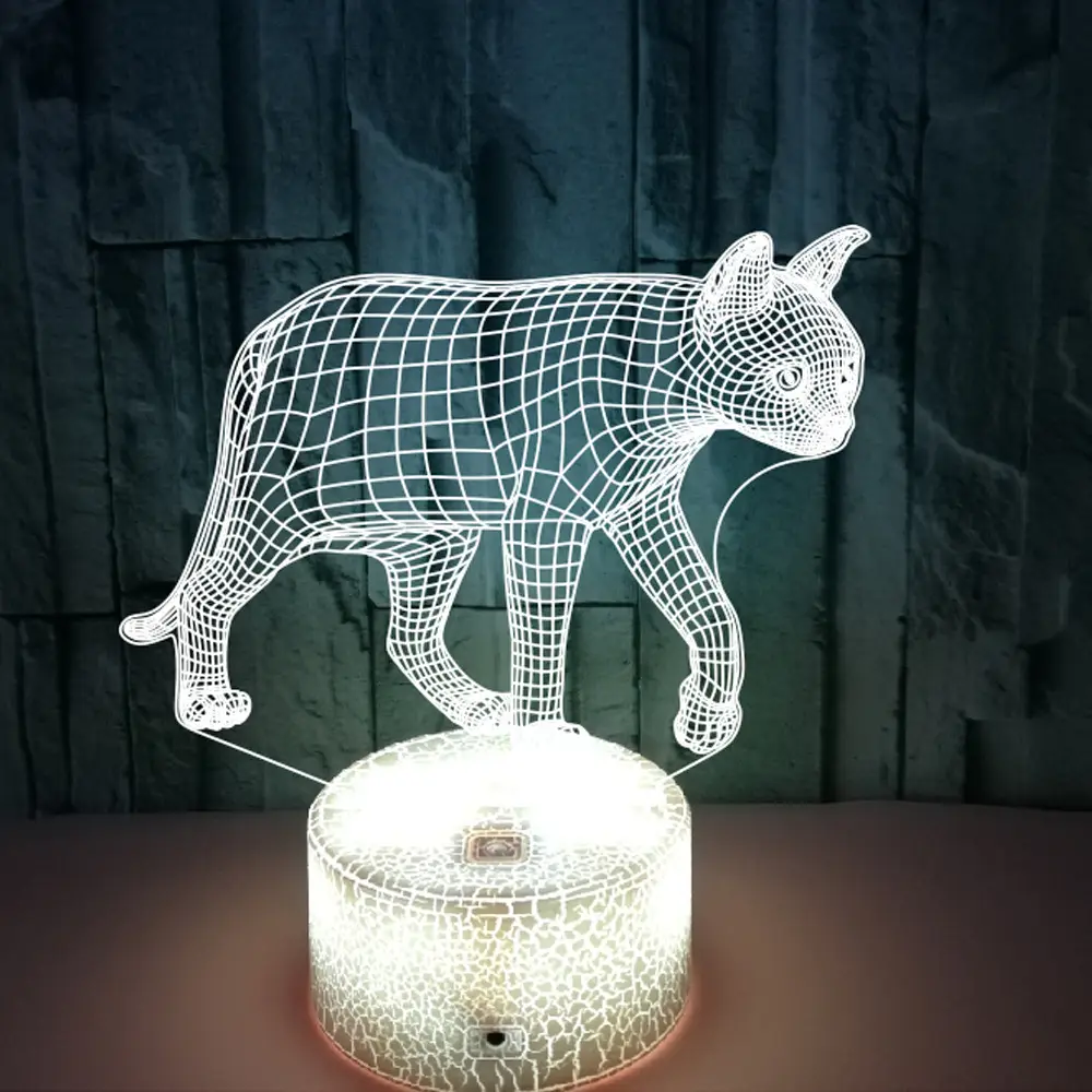 Animal Cat Colorful 3D Lamp Creative Touch