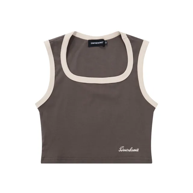 Casual U neck Sleeveless Letter Embroidery Inner Wear Blouse Gray - Shop at LoveMi