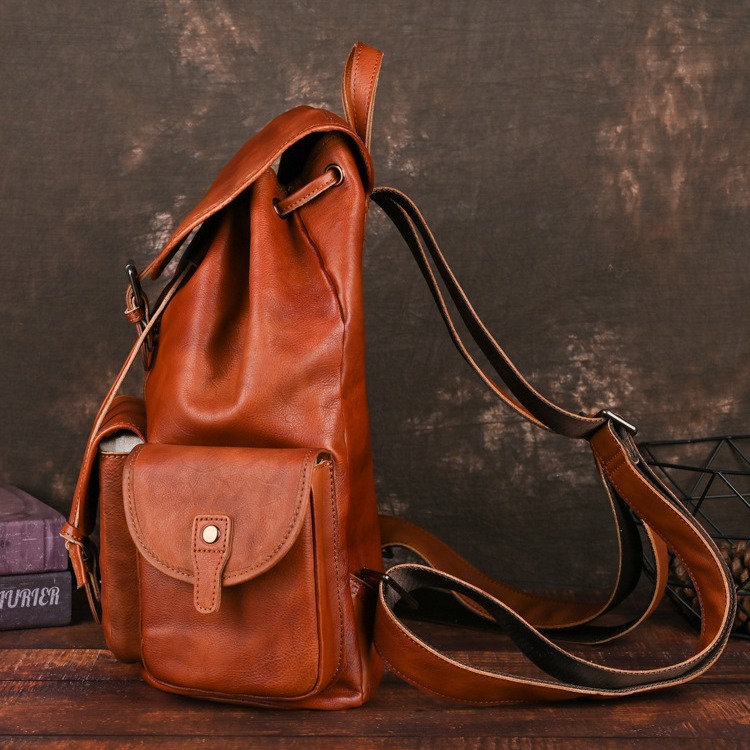 Sac à dos rétro pour hommes en cuir pleine fleur – Image 3