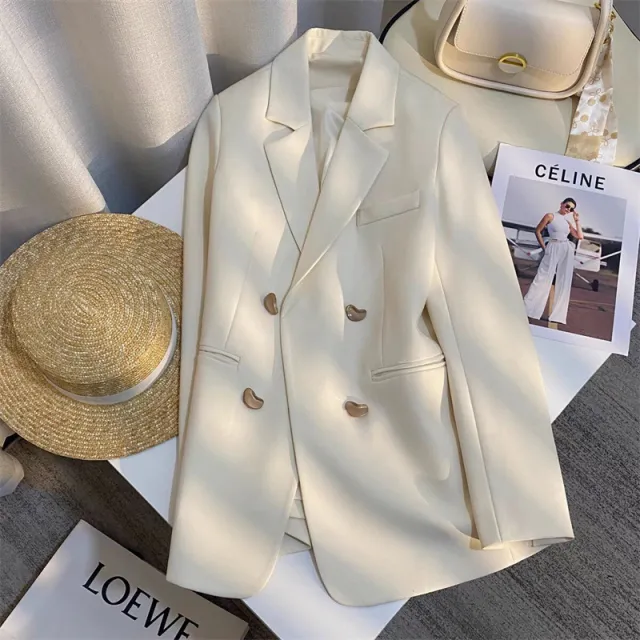 New High end British Style French Texture Suit Jacket For Women Beige - Shop at LoveMi