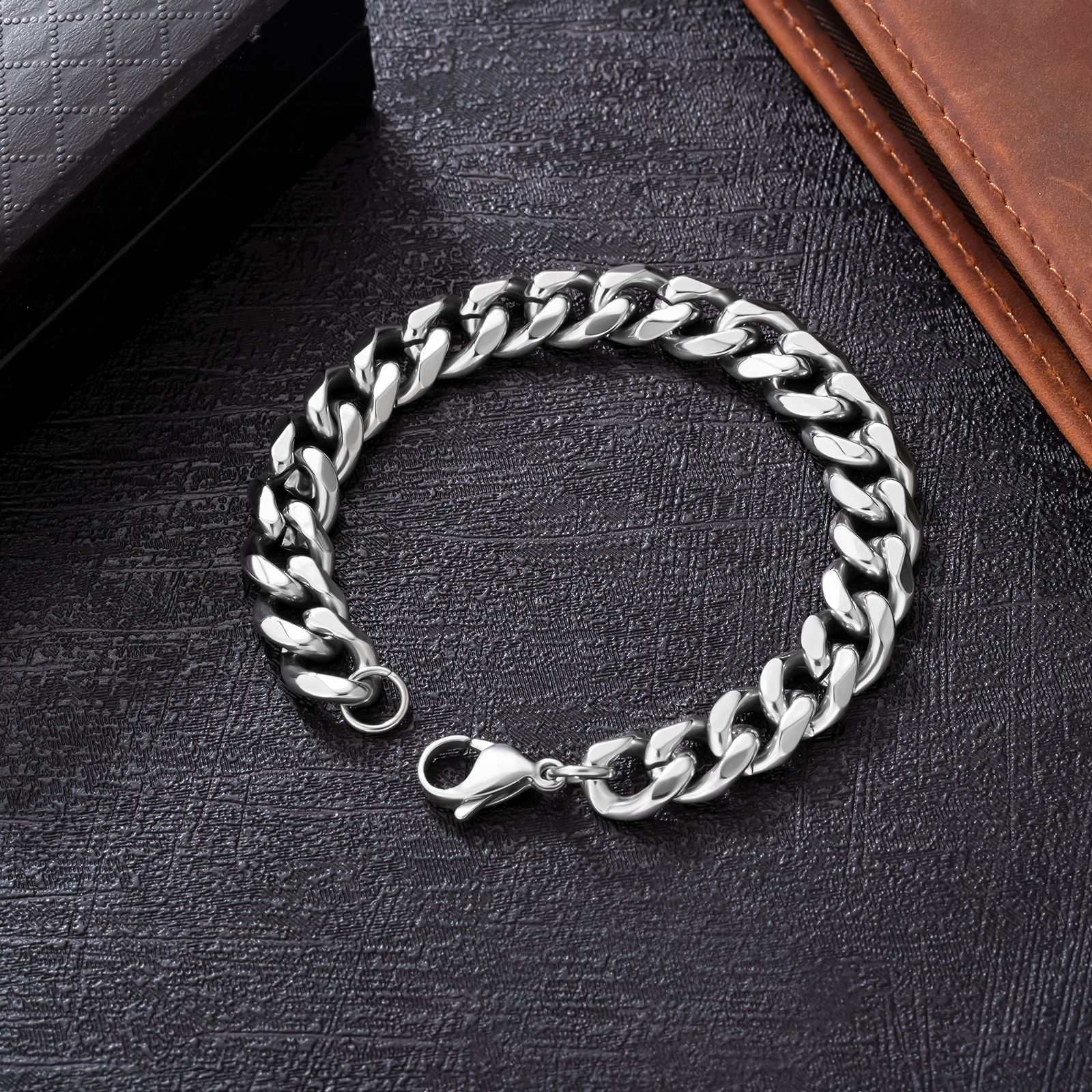 Title 7, Bracelet Cubain Homme en Acier Titane 10mm, Six...