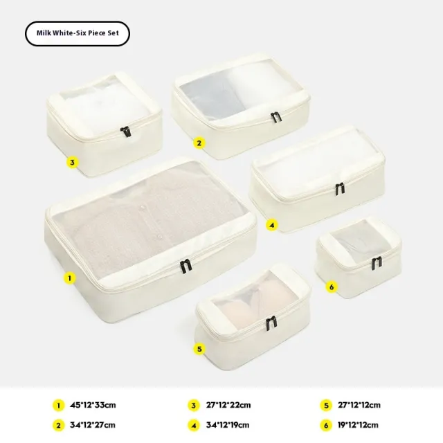 Compressed Packaging Travel Supplies Can Be Extended Buggy Bag Travel Clothing Shoes Sub packaging White 6 Pieces - Shop at LoveMi