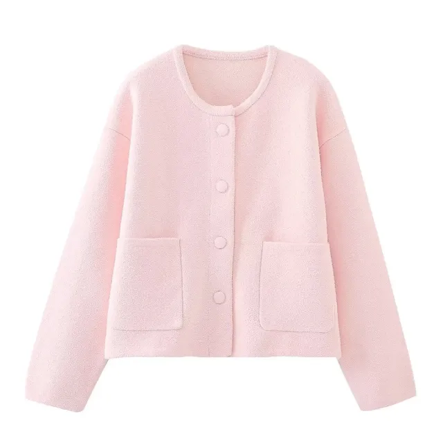 Commute Minimalist Versatile Large Pockets Knitted Cardigan Pink - Shop at LoveMi
