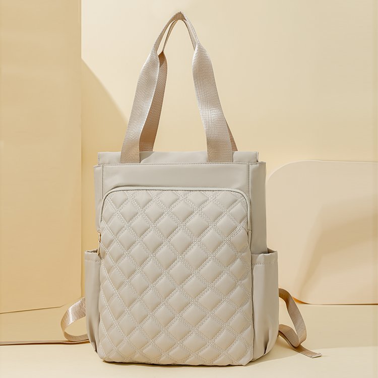 Stylish Casual Dual-handle Backpack With Embroidered Diamond-pattern Designversatile And Perfect For Everyday Use For Women