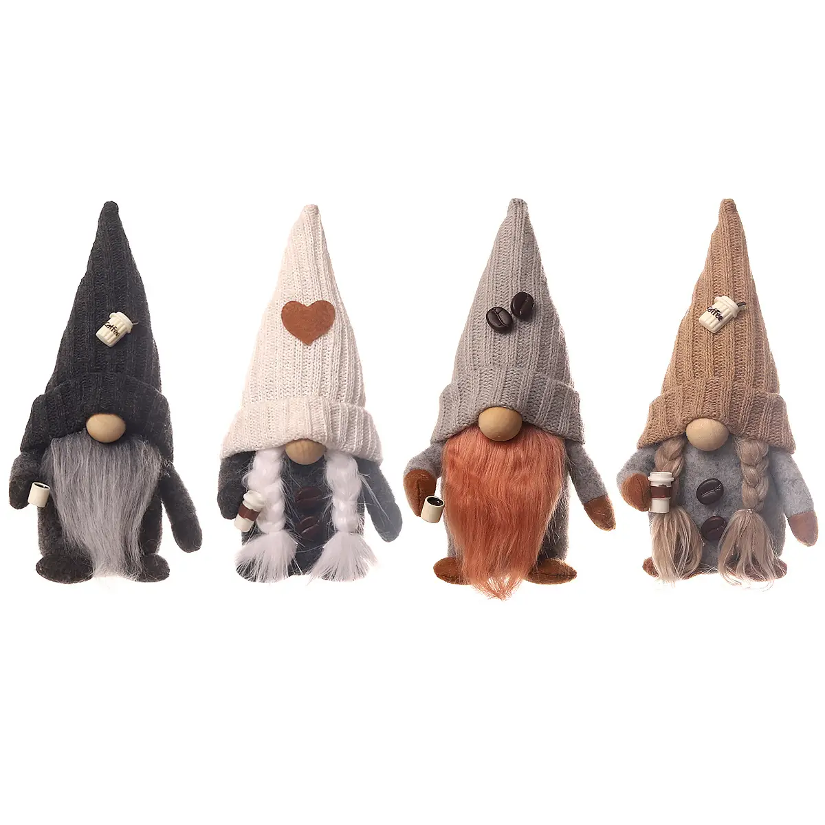 Knitted Couple Hand Ground Coffee Figurine Ornaments And Props
