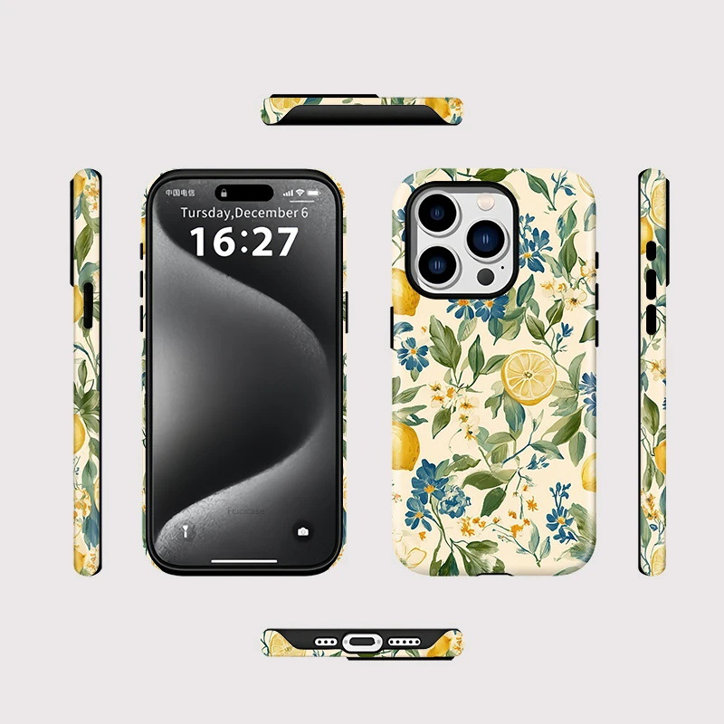 Chinese Osmanthus 2-in-1 Phone Case Lemon-Shaped Shatter-Resistant Case