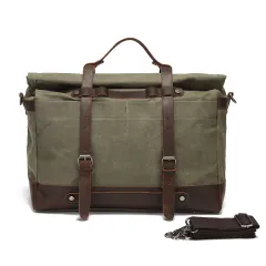 Canvas Shoulder Bag Casual Unisex Crossbody Bag - Green - View 1