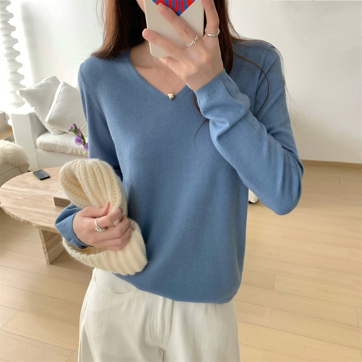 Loose Vneck Soft Cozy Sweater For Layering