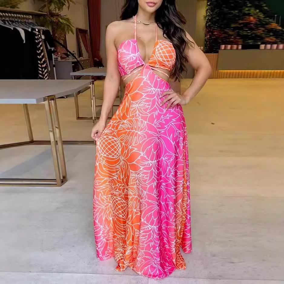 Women's Hot Sale Sleeveless Spaghetti-strap Floral Print Dress