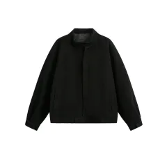 American Retro Simple Loose Padded Shoulder Jacket - Black - View 1