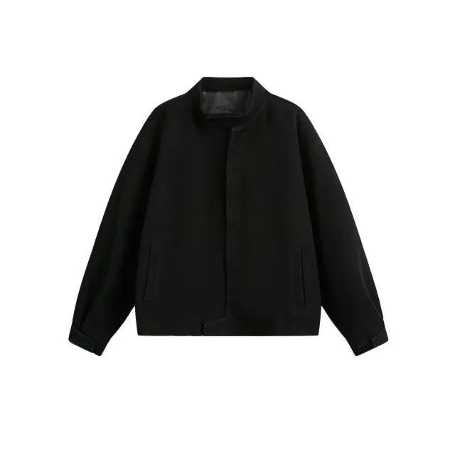 American Retro Simple Loose Padded Shoulder Jacket Black - Shop at LoveMi