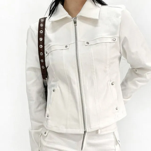 Women's Stand Collar Zipper Pocket Heavy duty Fashion Jacket Tan - Shop at LoveMi