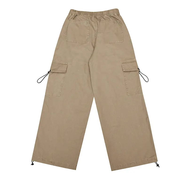 Solid Color Simple Loose Drawstring Pocket Overalls