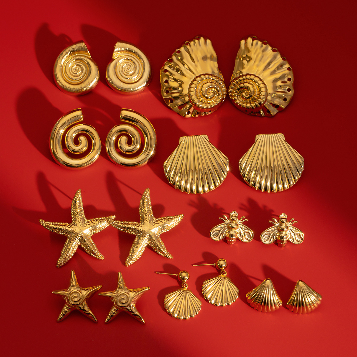 Stainless Steel Starfish Gold Stud Earrings High-grade Ins Earrings