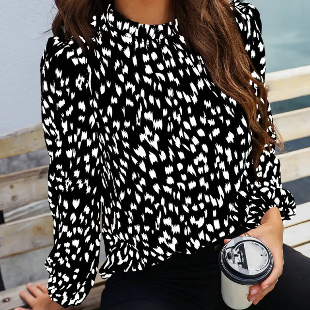 Self developed And Designed Real Shot Autumn New Half high Collar Long Sleeves Pullover Temperament Commute Top Shirt For Women Black - Shop at LoveMi