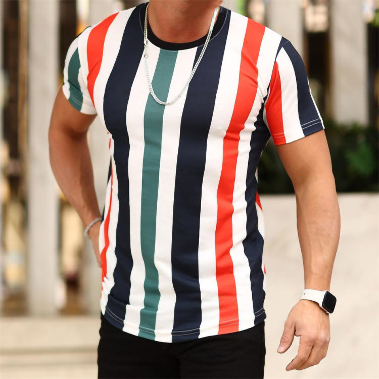 Title 5, Camiseta casual masculina nova, gola redonda, m...