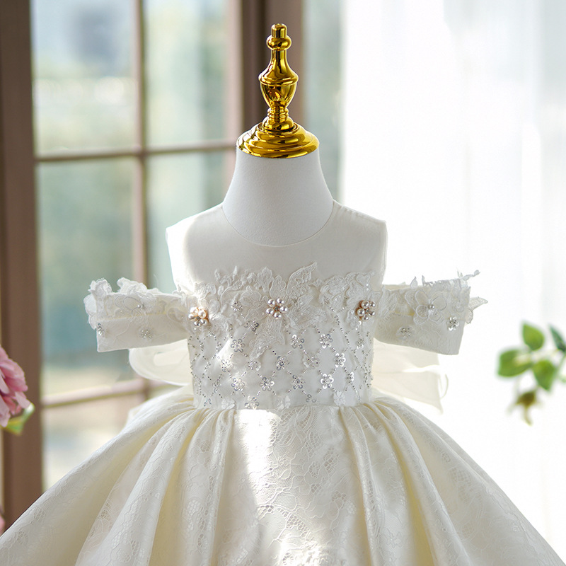 Off-shoulder Pettiskirt Host Year-old Piano Performance Costume