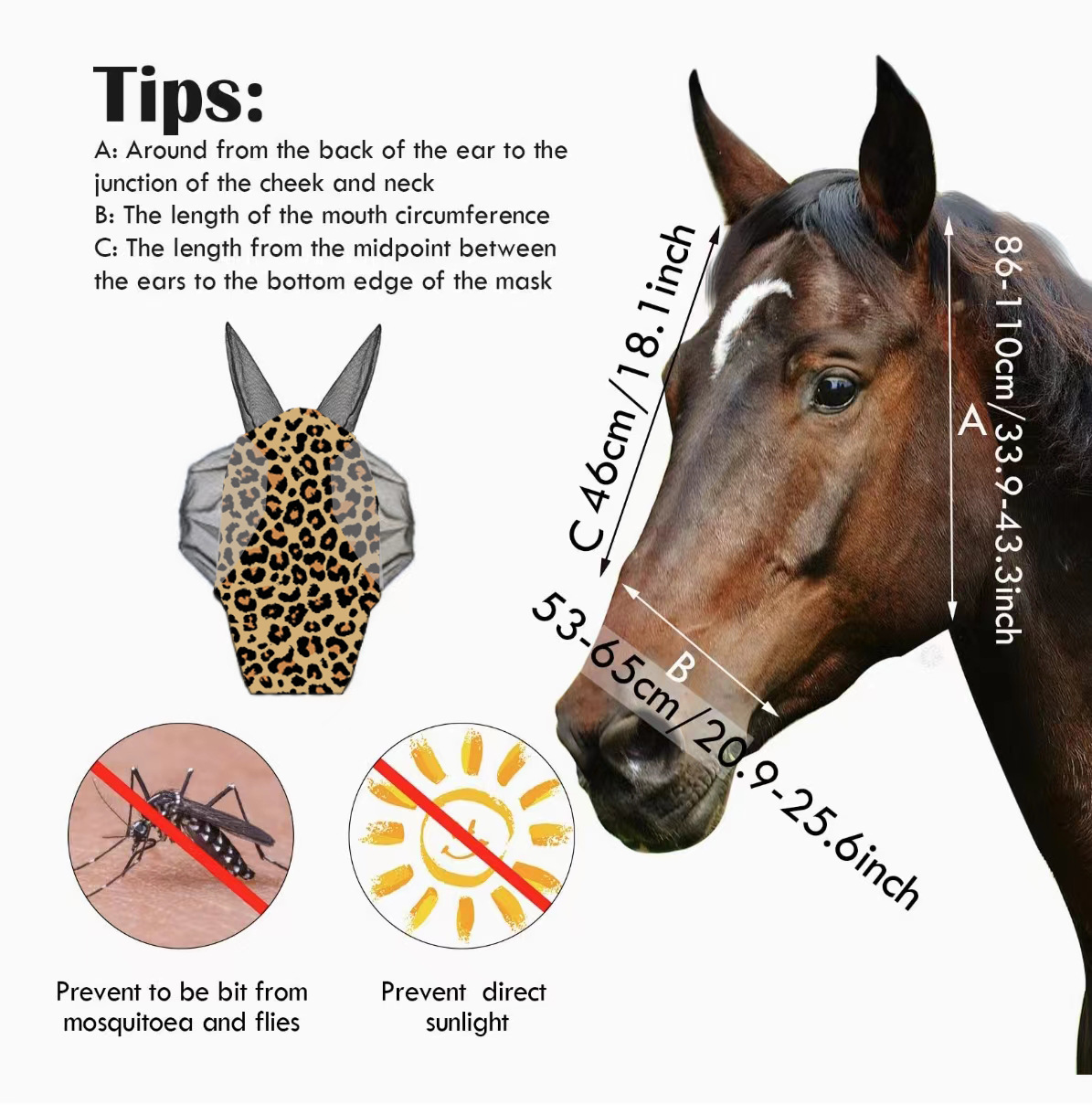 Title 1, Breathable Leopard Print Horse Mask Anti-mosquito