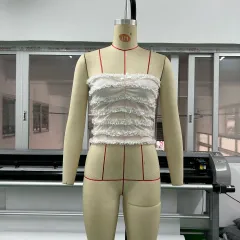 Tube Top Sleeveless Beauty Back Slim Fit Sexy Lace Mesh - Pink - View 1