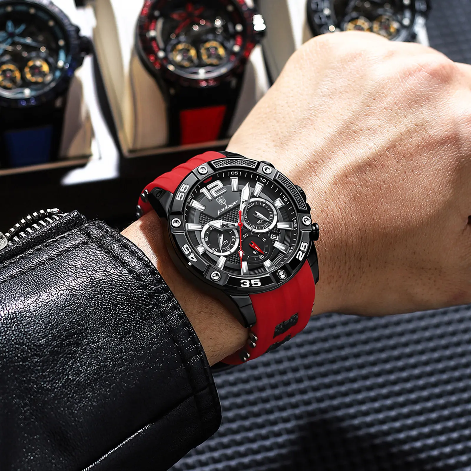 Multifunctional Men's Watch Silicone Band Quartz Wrist